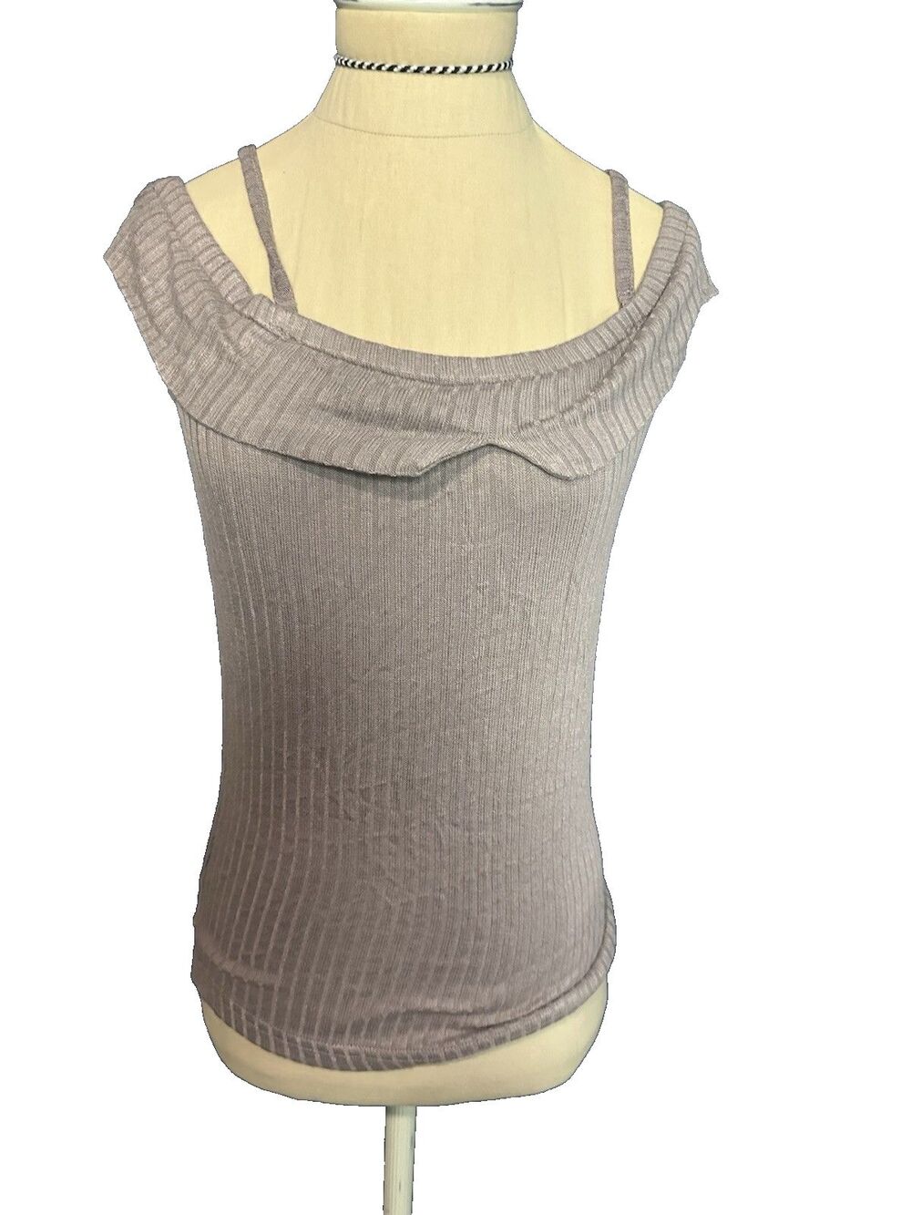 Lascana Sweater Sleeveless Taupe Scoop Neck Knit Viscose NWT 4/6 Small